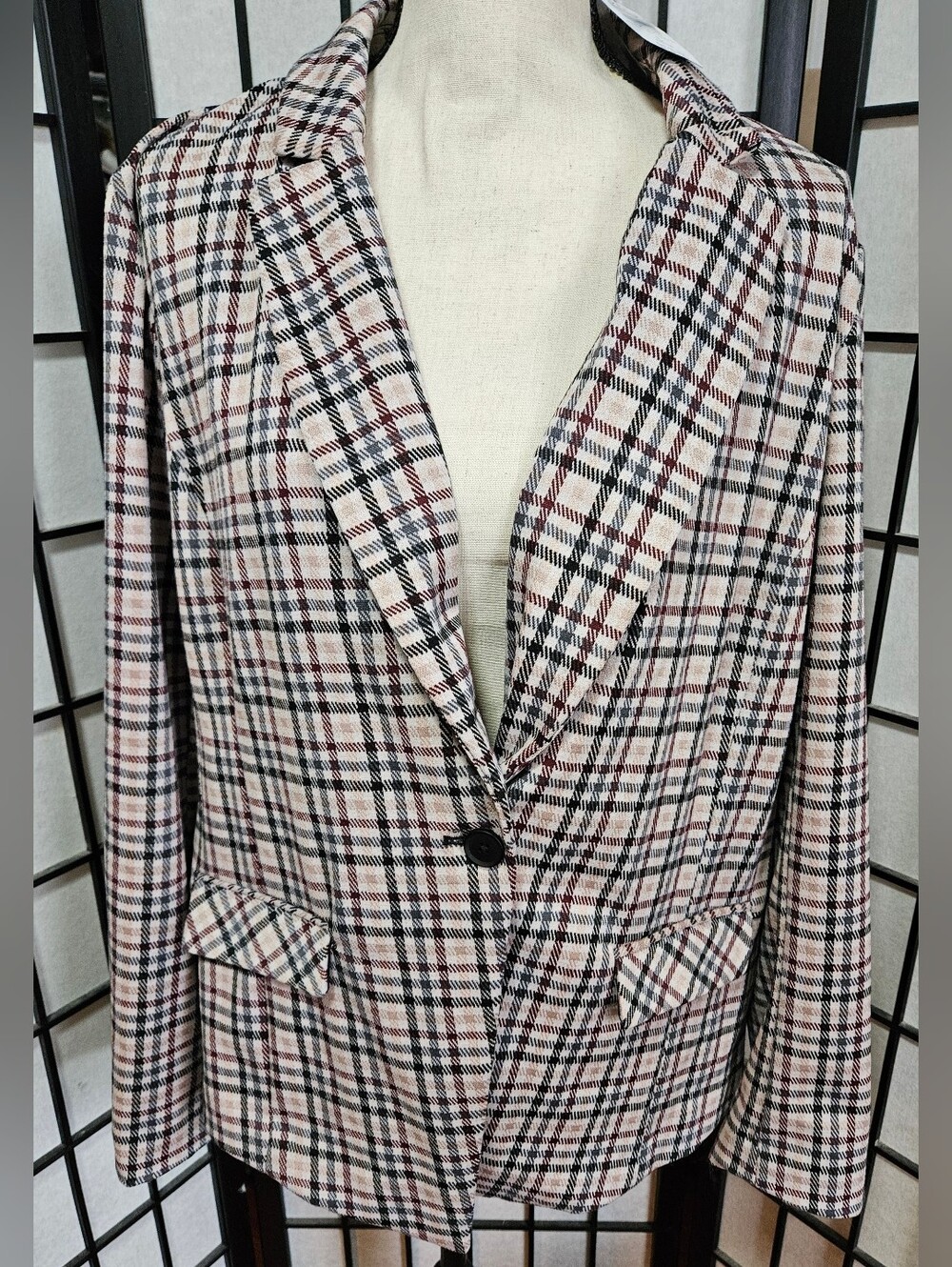NWT Torrid Size 1 (1XL) Studio Double Knit Plaid Blazer